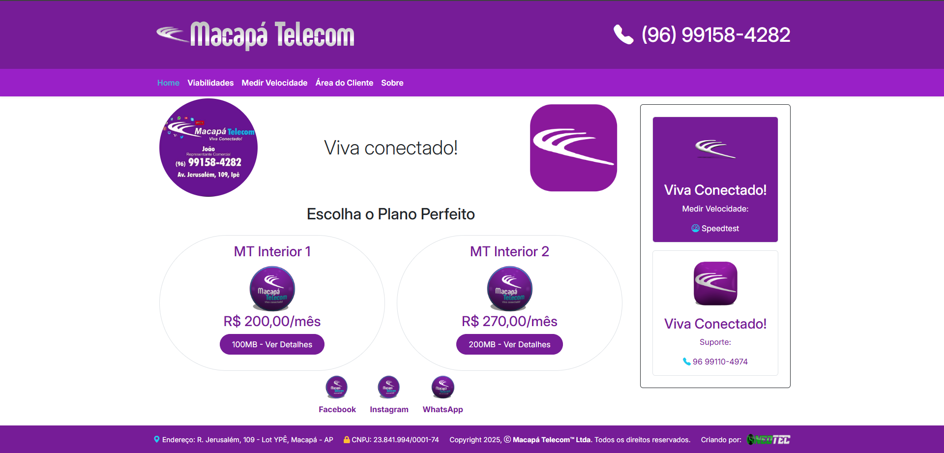 Screenshot do Site Macapá Telecom™ Ltda
